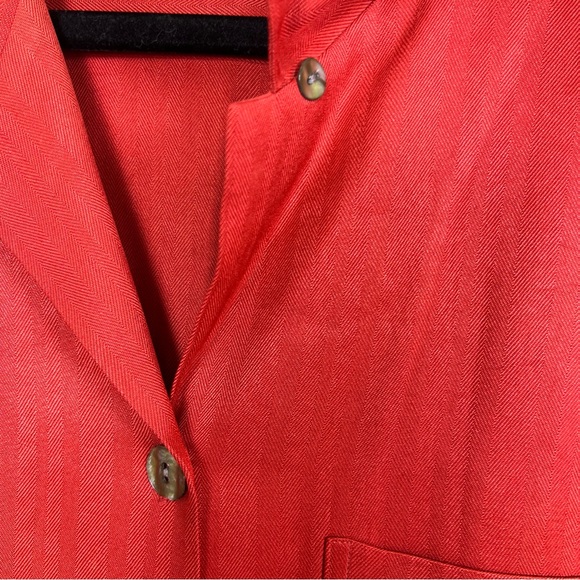 Tommy Bahama Women’s Silk Cropped Blouse Button Sz Medium Red Salmon Vintage - Picture 3 of 15